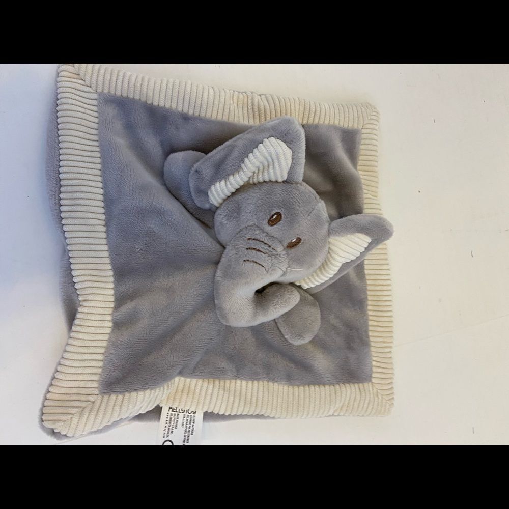 Kelly toy elephant blankie lovey rattle 9”x9”‎